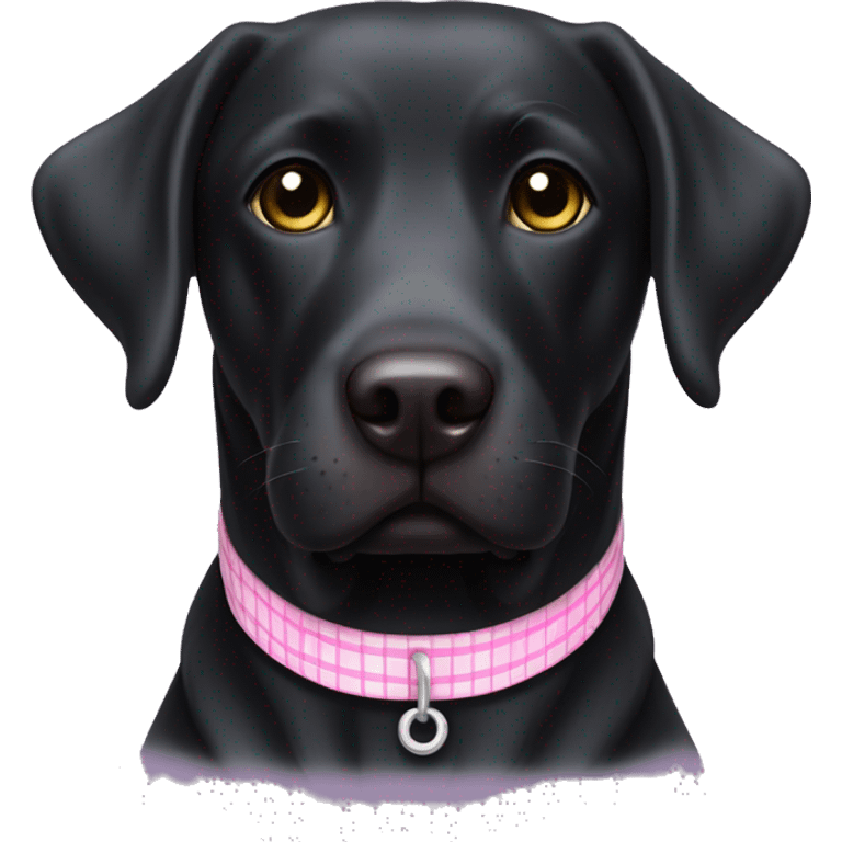 Black Labrador Retriver with Pink checkered collar emoji