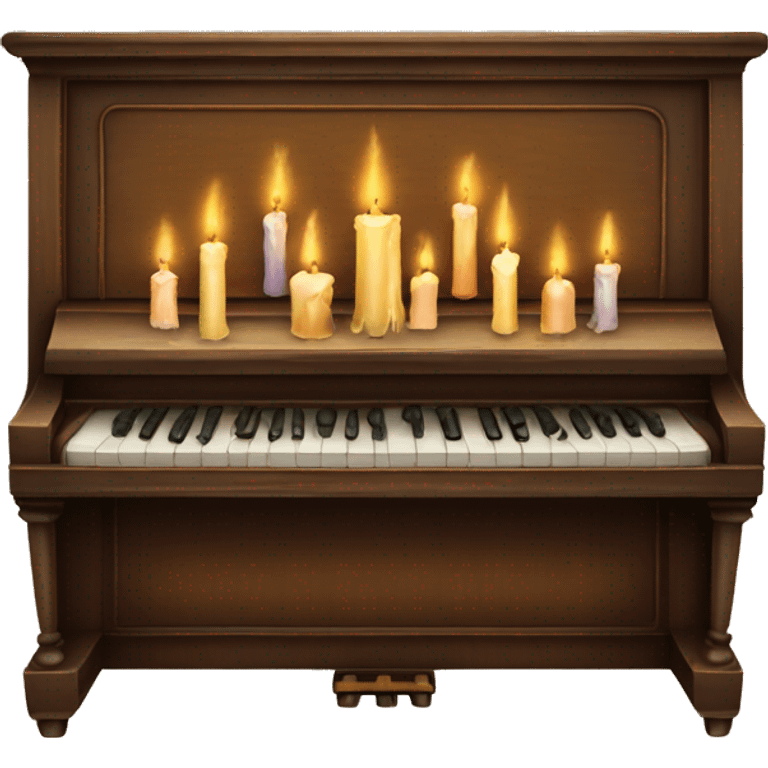 vintage piano with melted candles on top emoji