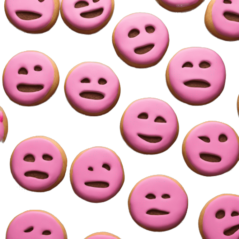 Realistic isolated pink cookies placed on a baking pan. emoji