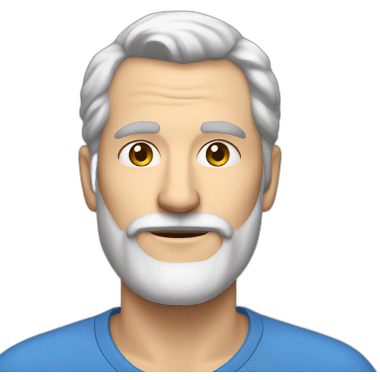 bold white man with a beard around 50yo with blue shirt emoji