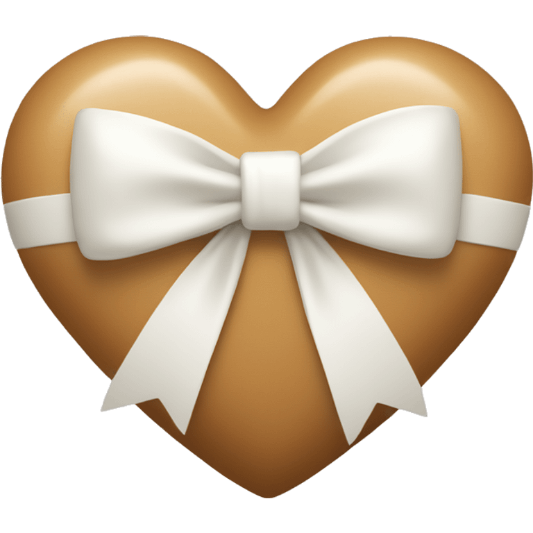 tan heart with a white bow in the center emoji