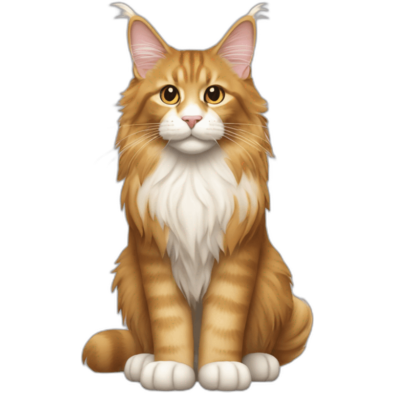 golden maine coon cat with white front paws emoji