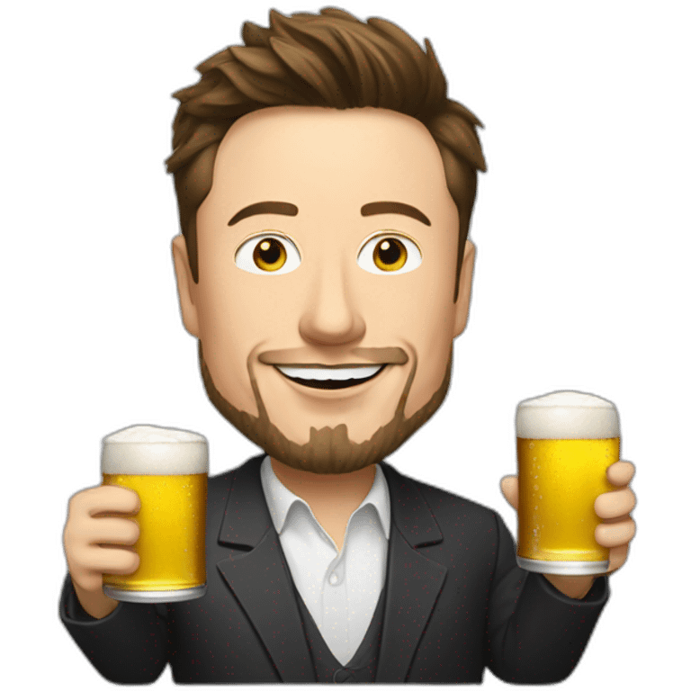 elon musk with beard holding beer emoji