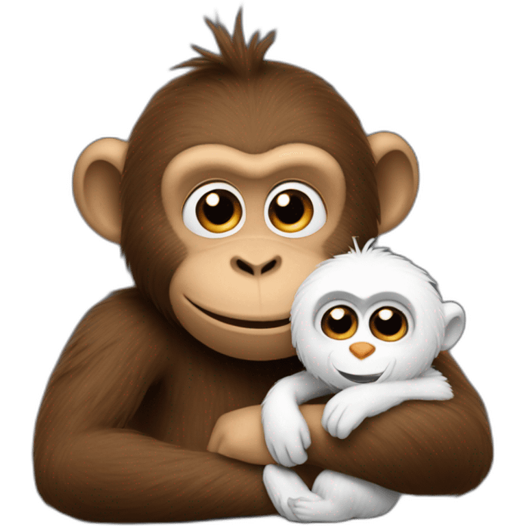 a monkey cuddling Olaf  emoji