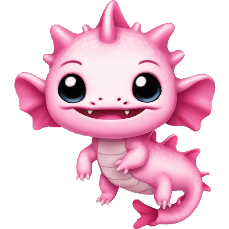 pink cute axolotl stitch chibi like Chinese dragon emoji