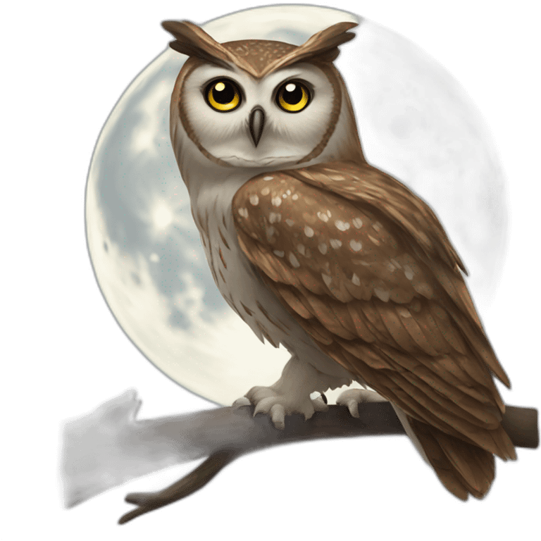 Owl in front of the moon emoji