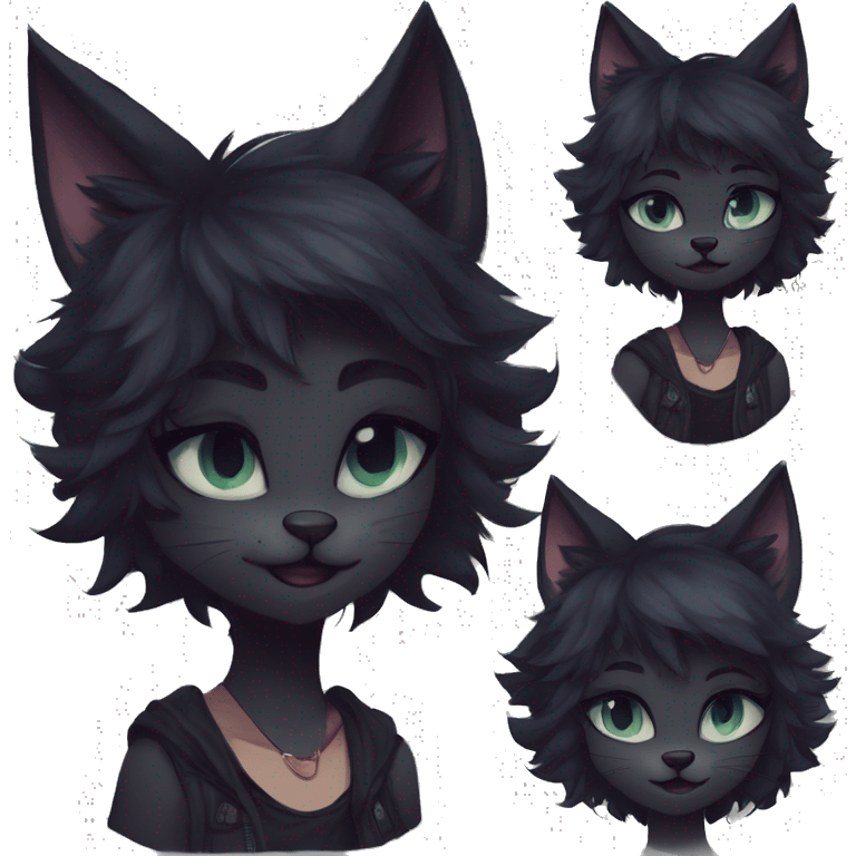 Edgy sharp anthro tomboy black cat furry by Falvie, LiLaiRa, griffsnuff, AngieWolf emoji