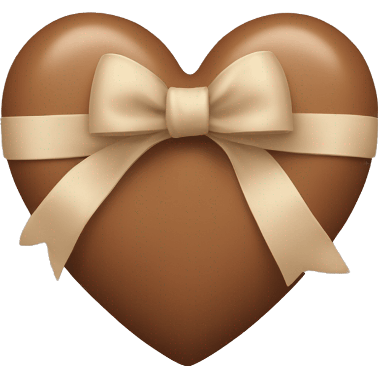 brown pastel heart  with beige bow emoji