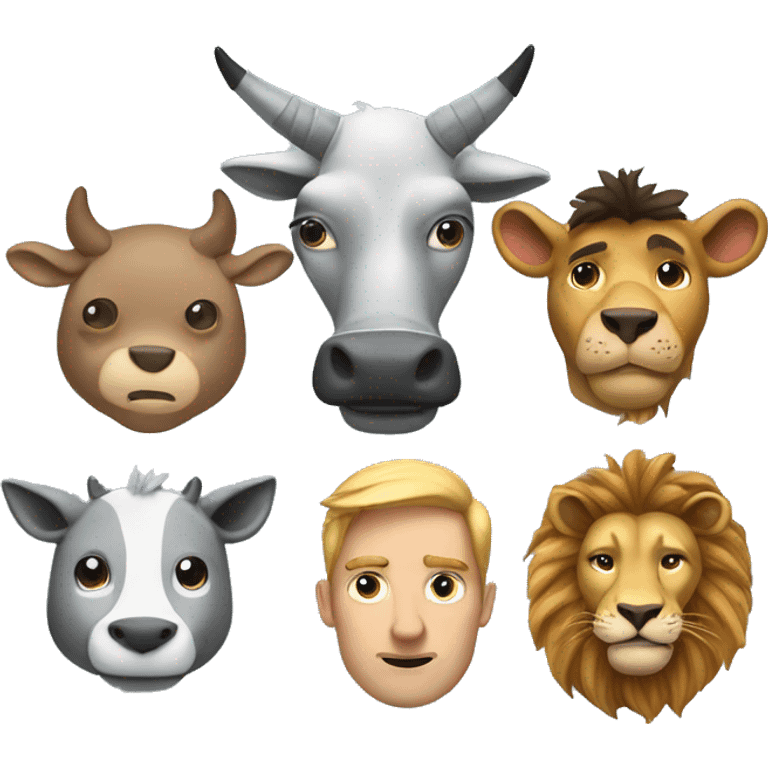 a mix between a cow a donkey a shark a man and a lion emoji