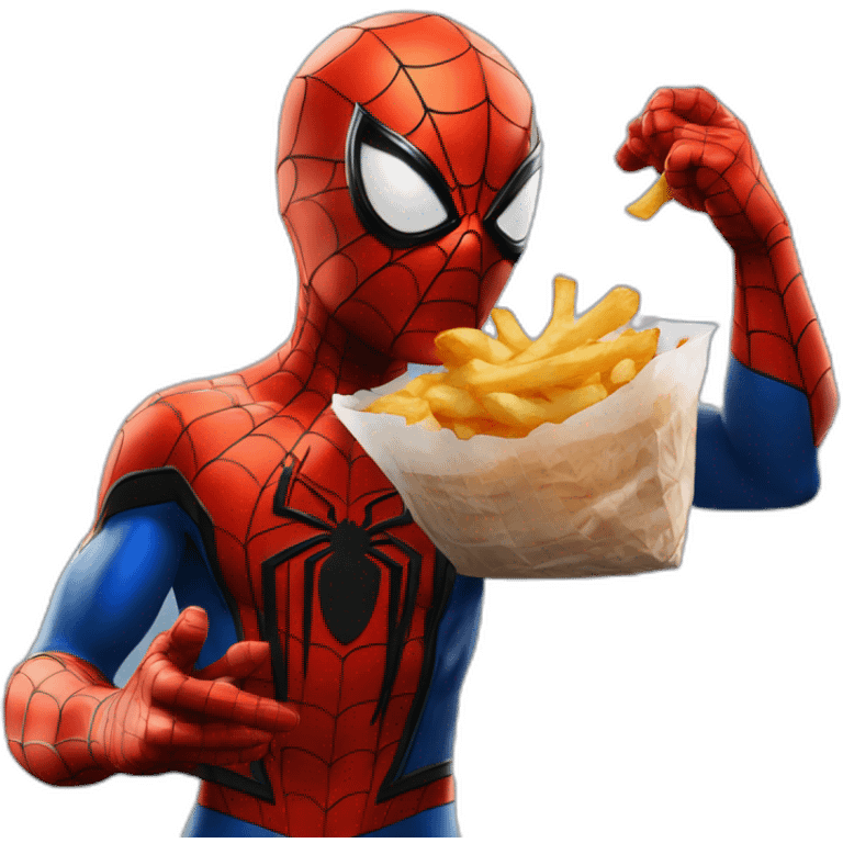 Spider-Man qui mange des frites emoji