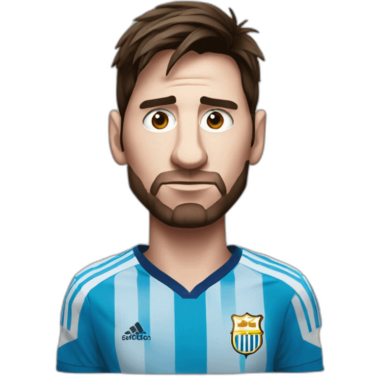 Messi looks disappointed He holds the world cup emoji