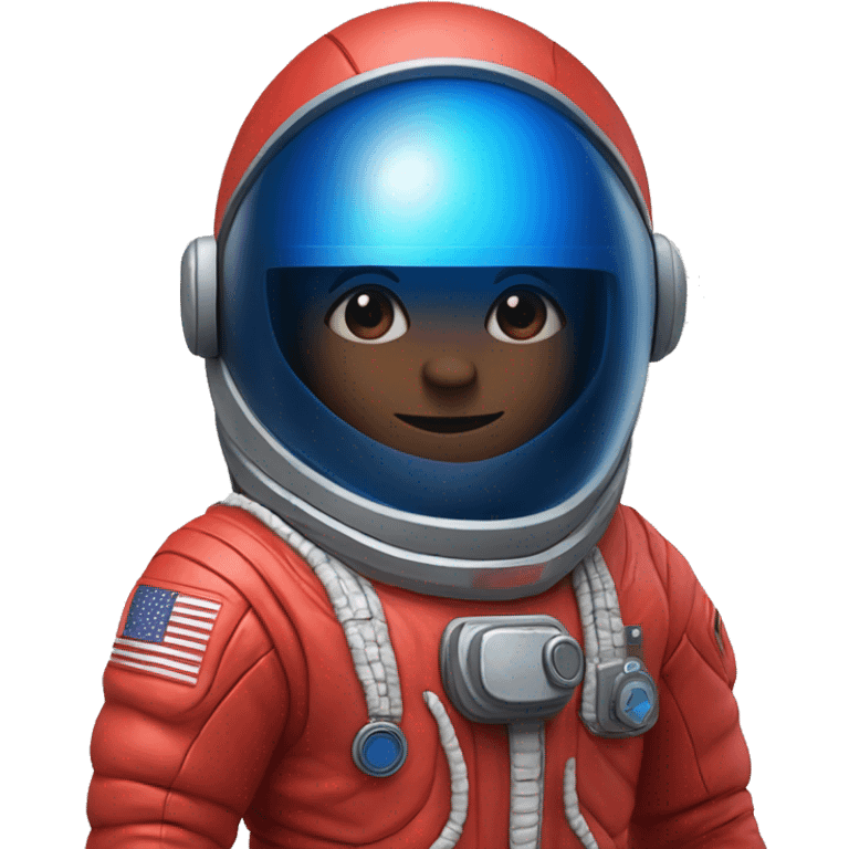 little tiny person in a red spacesuit with no visible arms or face with blue visor and two legs emoji