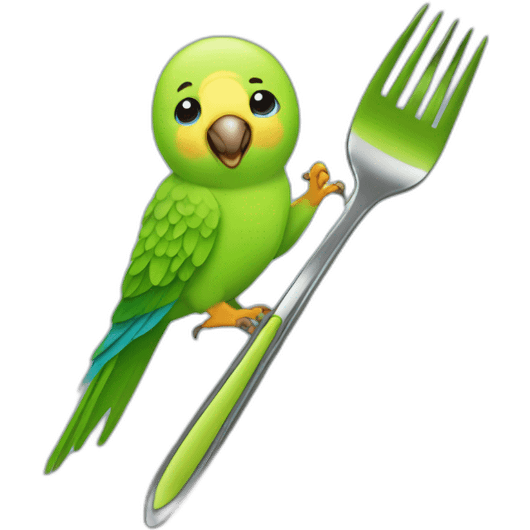 parakeet with a fork emoji