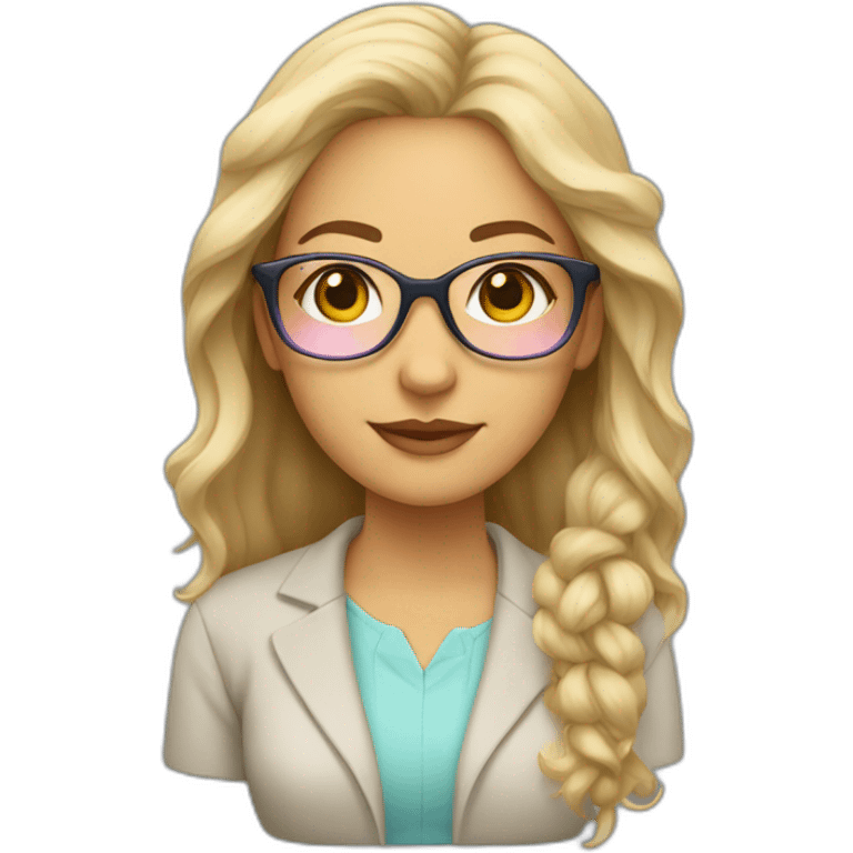 A pretty, half-haired teacher with pastel-colored glasses emoji