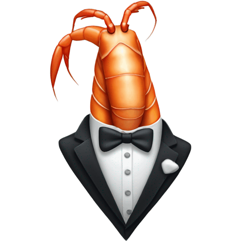 Prawn wearing tuxedo emoji