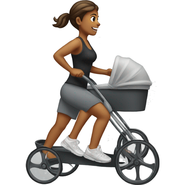 running woman with a baby stroller emoji