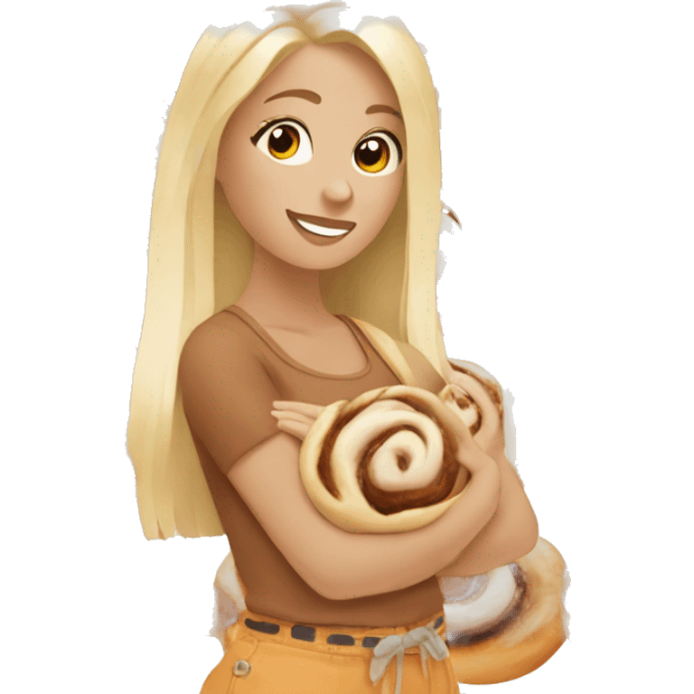 Girl blonde with cinnamon roll emoji