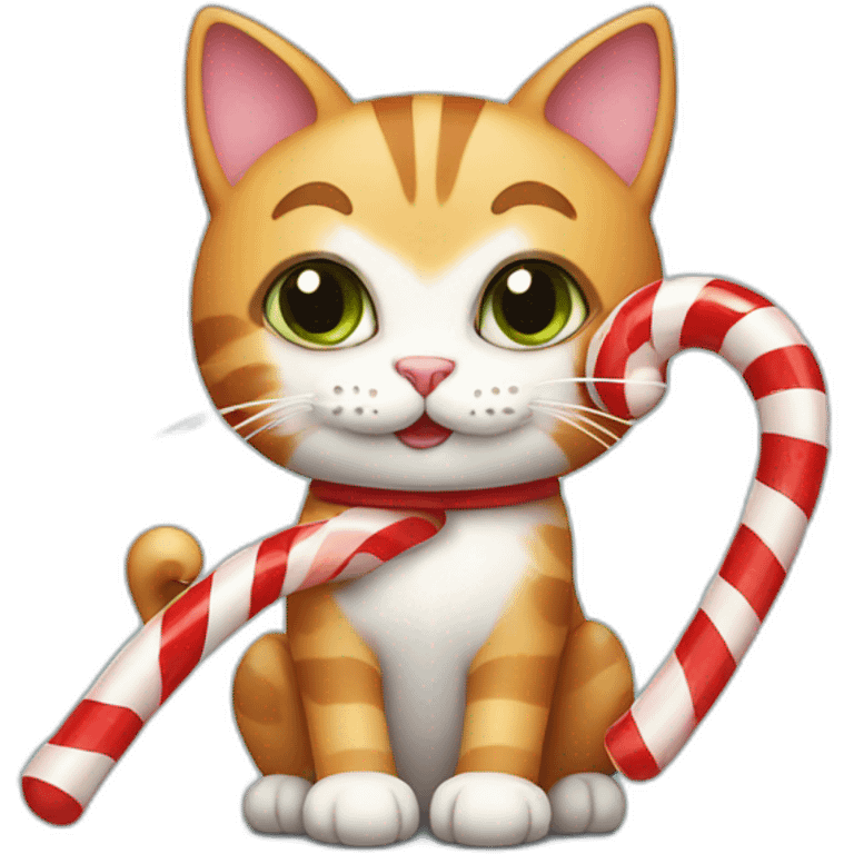 Cat is eating candy cane emoji