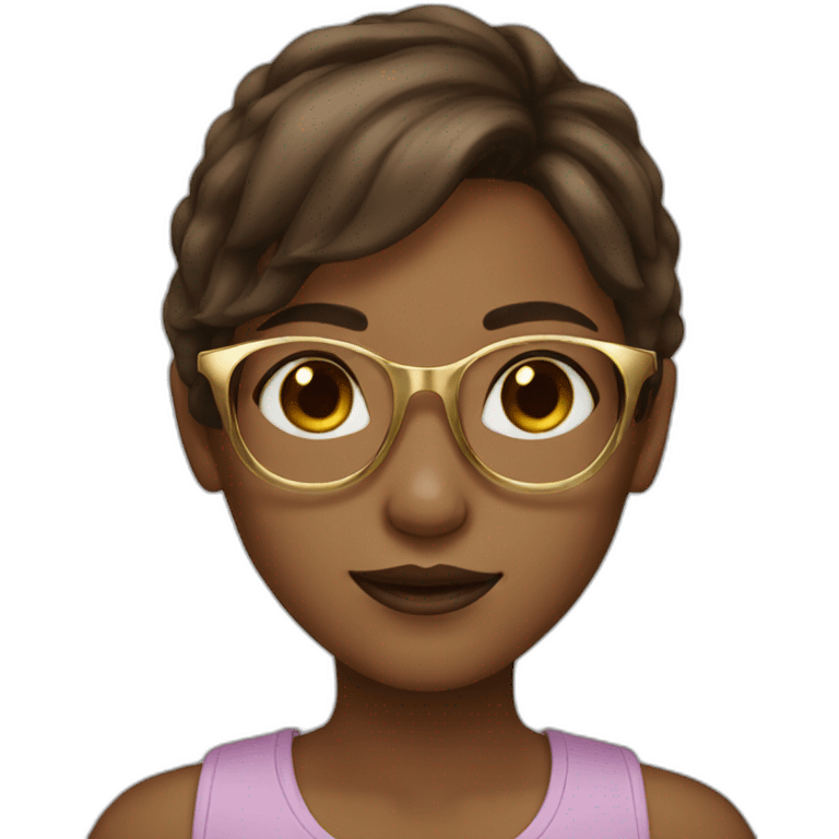 Girl with gold glasses and brown hair clean skin emoji