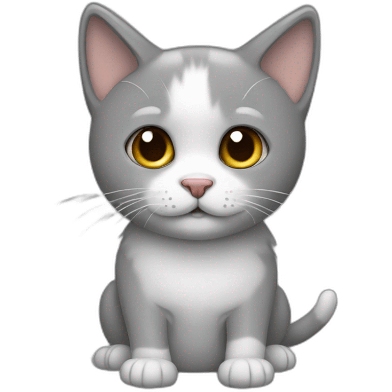 Gato gris con perro emoji