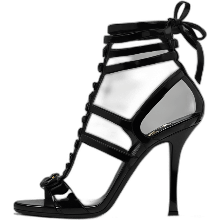 YSL TRIBUTE heel SANDAL black PATENT LEATHER emoji