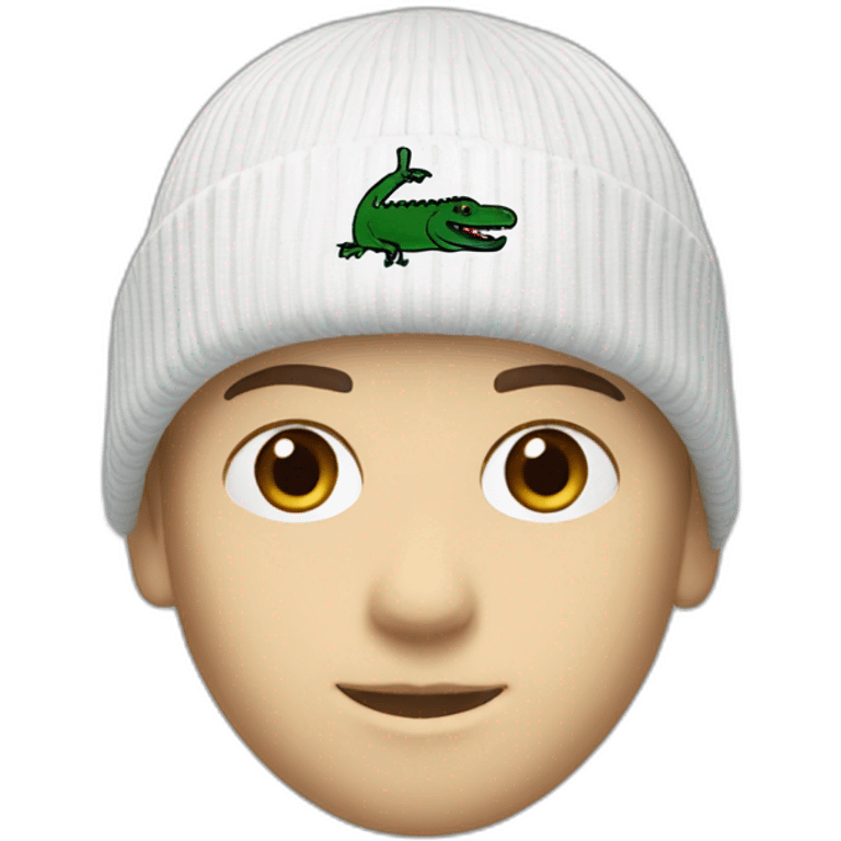 white boy using lacoste beanie with lacoste emoji