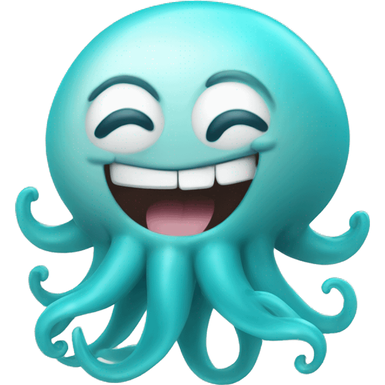 laughing emoji with a cyan squid on top emoji