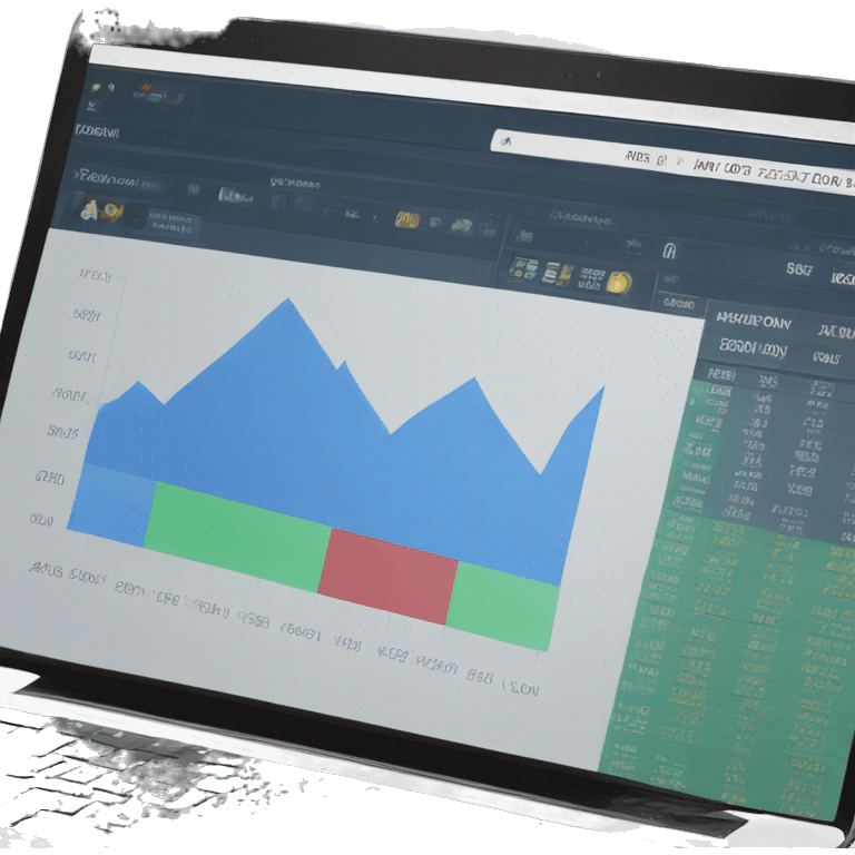 laptop with stock chart on market website emoji