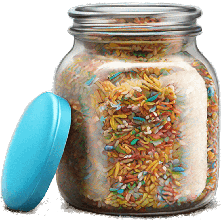 Realistic glass jar of colorful baking sprinkles emoji