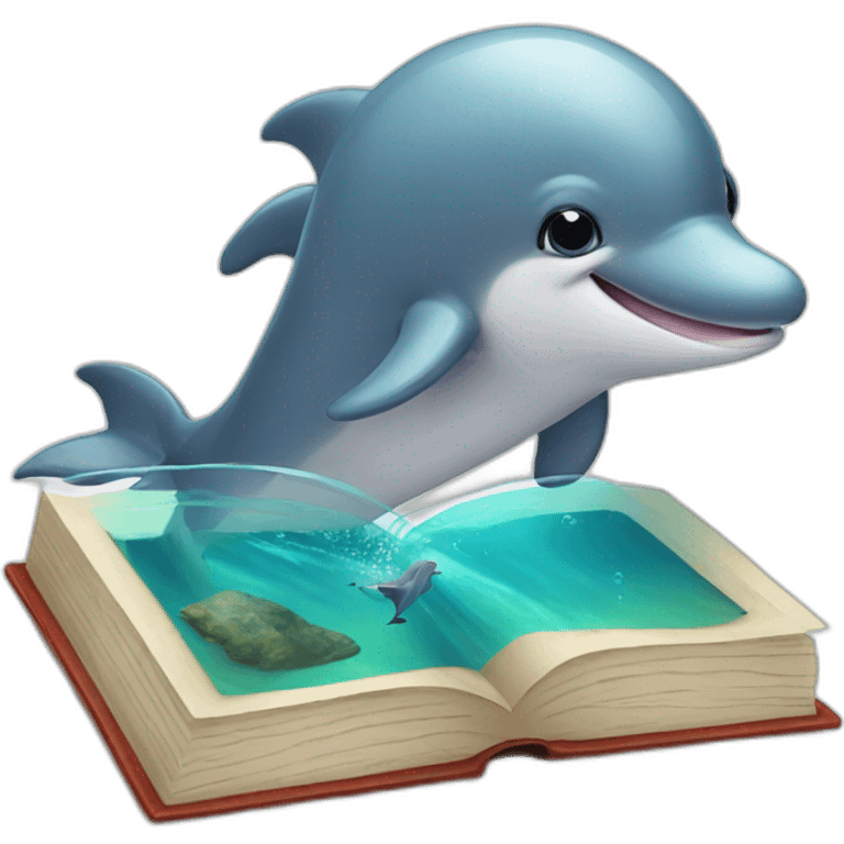 Cute dolphin with a book emoji