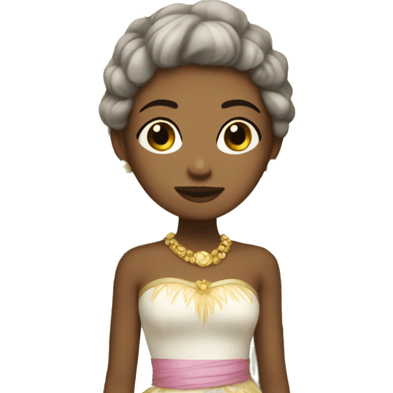 Princess with coconuts on her dress and brown short hair and white skin  emoji