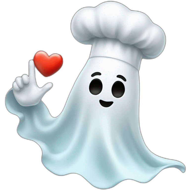 ghost with chef hat blowing a kiss with heart emoji