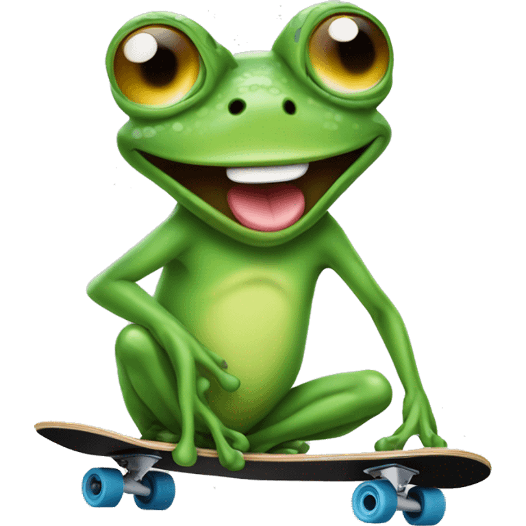 Frog on skateboard with sunglasses  emoji