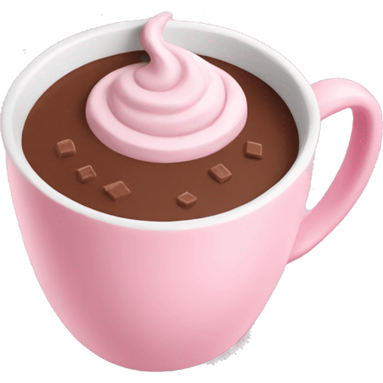 Aesthetic hot chocolate in light pink cup emoji