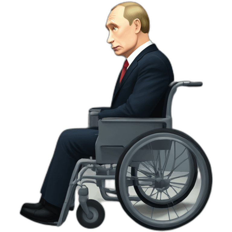 Very sad Vladimir Putin monke in elevator in wheelchair emoji