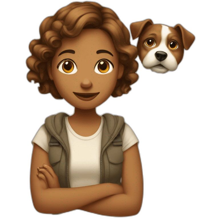 Fille métisse avec un chien  emoji