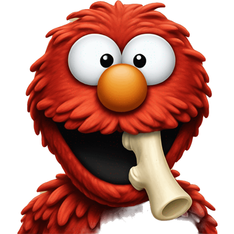 Elmo with a bone in his mouth emoji