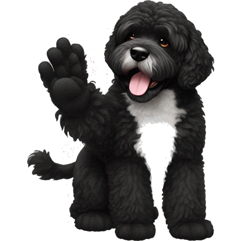 Portuguese water dog high five  emoji