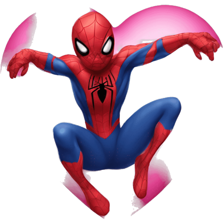 spiderman with pink heart emoji