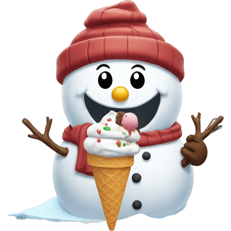 snowman eating ice cream  emoji