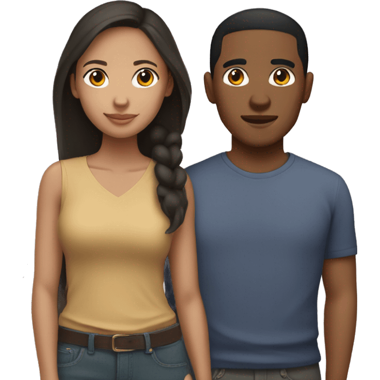 Light skin Filipino Man and Dark Brown Skin Woman Couple  emoji