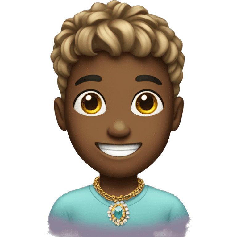 smiling boy with jewelry emoji