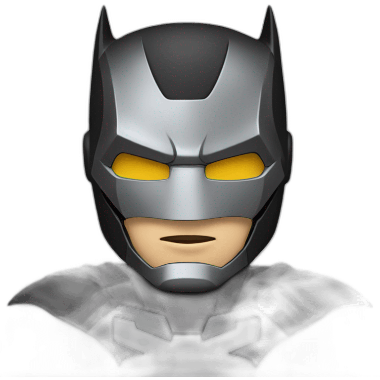 Batman with iron man armor in black and gray with bat mask emoji