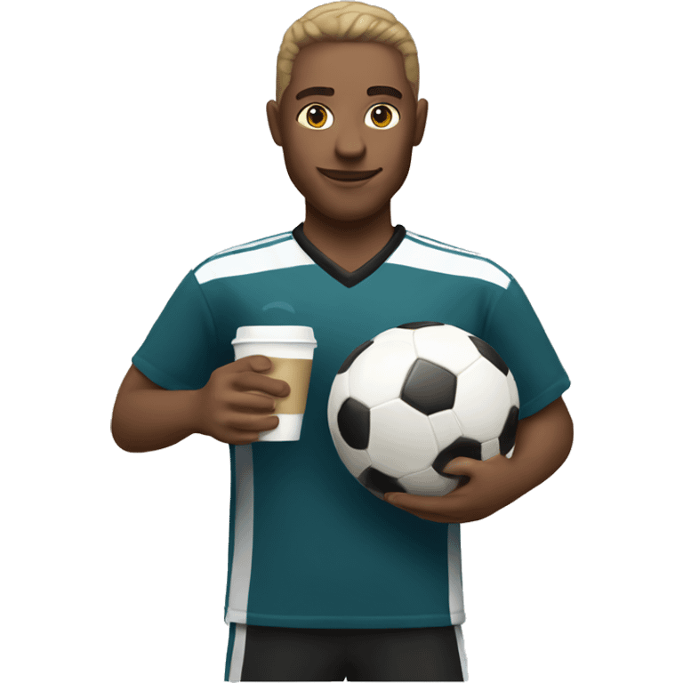 Make a soccer player with a coffee cup  emoji