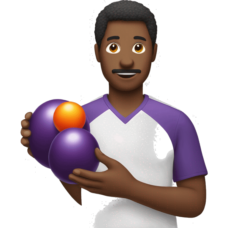 Man holding an eggplant and two ping pong balls emoji