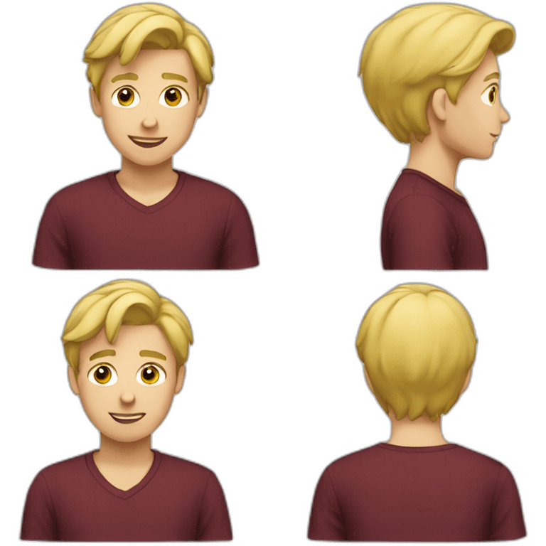 blond teenage boy with maroon shirt emoji