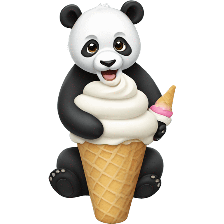 Panda eating ice cream emoji