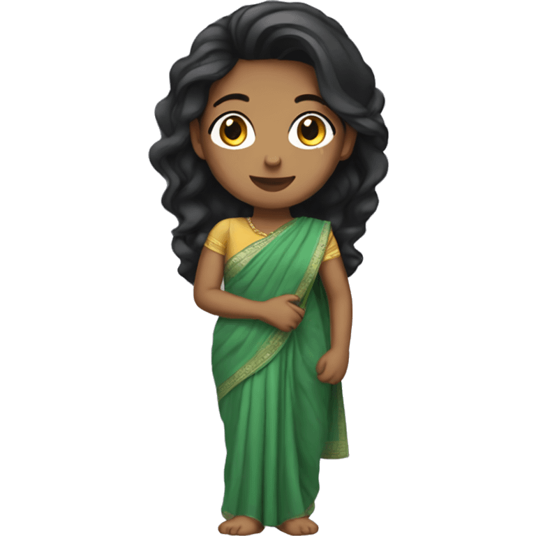 Light skin black hair girl wearing saree emoji