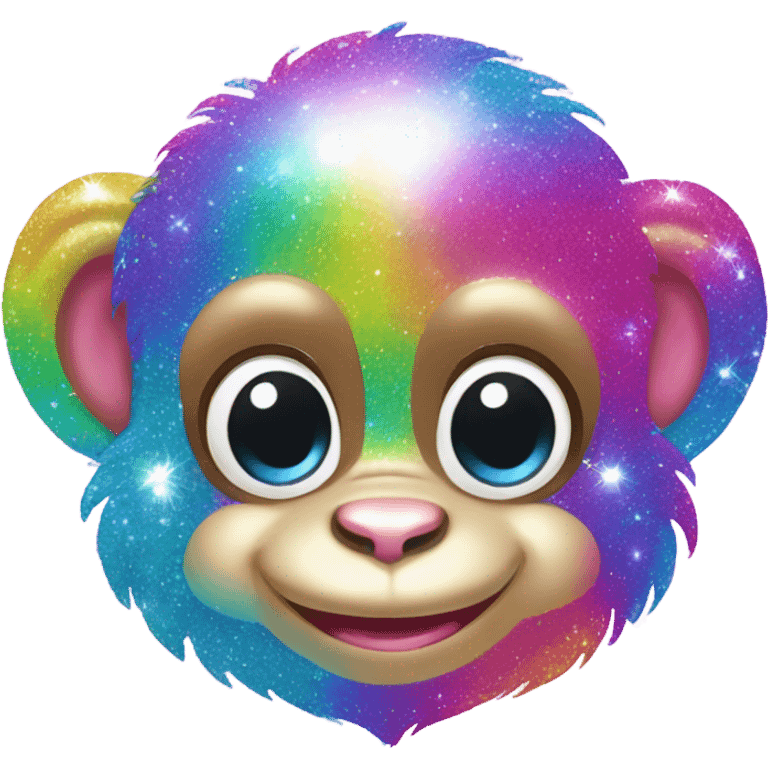 Lisa frank sparkly rainbow baby monkey with heart emoji