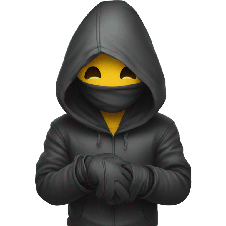 mysterious hooded boy in gloves emoji